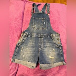 Mavi Blue Denim Overalls with Brown Patch #522